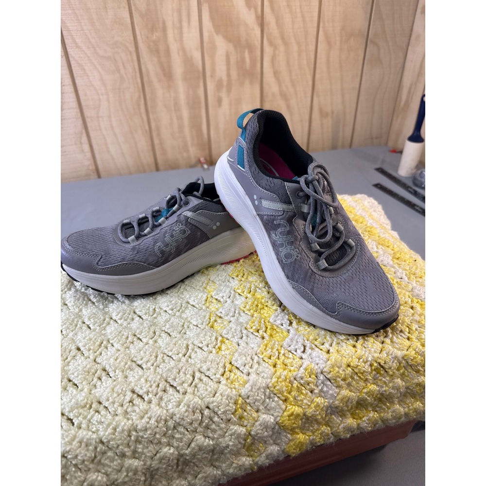 Ryka Women's Gray Teal Arch Support Lace Up Athletic Shoes Sneakers Size‎ 8M NEW